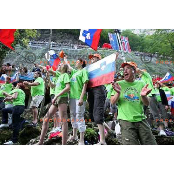 Slovenia fans at 2009 World Rafting Championship on river Vrbas, Banja Luka, Bosnia and Herzegovina 23.5.2009 