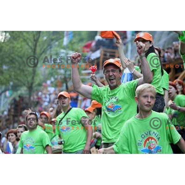 Slovenia fans at 2009 World Rafting Championship on river Vrbas, Banja Luka, Bosnia and Herzegovina 23.5.2009 