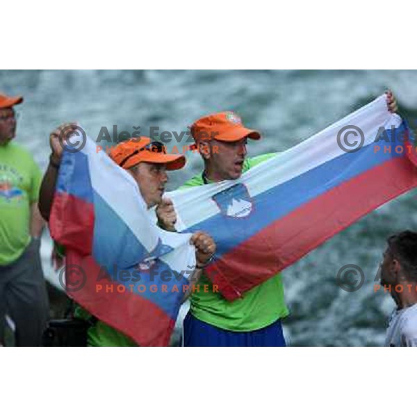 Slovenia fans at 2009 World Rafting Championship on river Vrbas, Banja Luka, Bosnia and Herzegovina 23.5.2009 