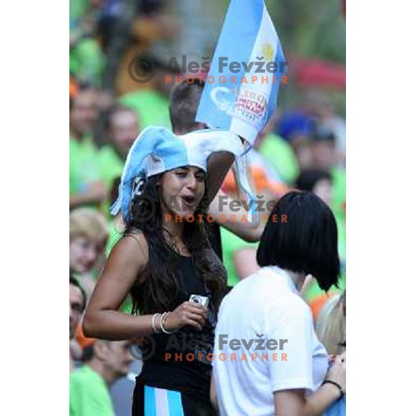 Argentina fans at 2009 World Rafting Championship on river Vrbas, Banja Luka, Bosnia and Herzegovina 23.5.2009 