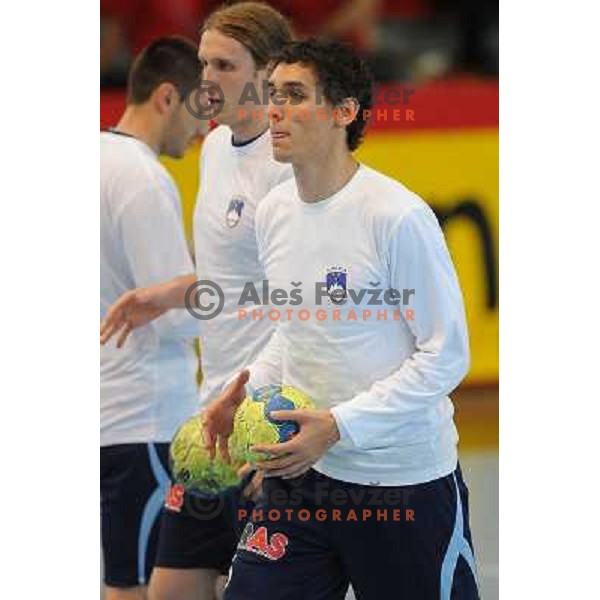 Miklavcic, Dobelsek at handball match Slovenia - Slovakia, friendly match of the slovenian national handball team , Kodeljevo , Ljubljana 