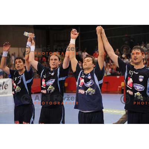 Dobelsek, Miklavcic, Zvizej Luka, Kavas at handball match Slovenia - Belarus, Qualifying match for the European championship Austria 2010, Kodeljevo , Ljubljana, 10.06.2009 