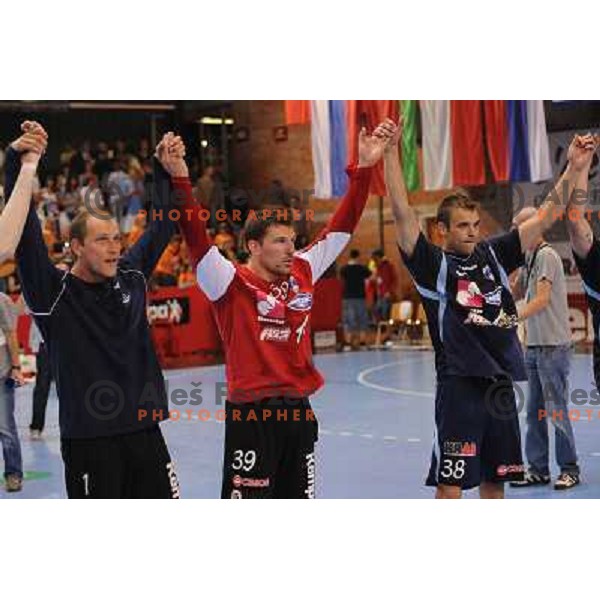 Rezar, Prost, Brumen at handball match Slovenia - Belarus, Qualifying match for the European championship Austria 2010, Kodeljevo , Ljubljana, 10.06.2009 
