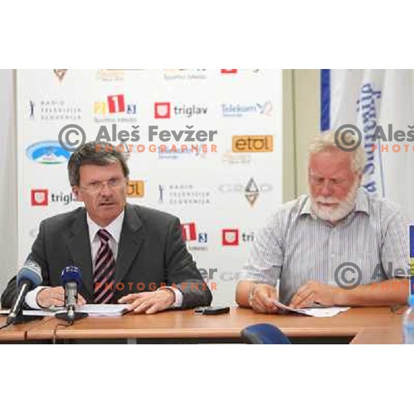 Stanislav Valant and Jaro Kalan at SZS press conference in Ljubljana, Slovenia 16.6.2009 