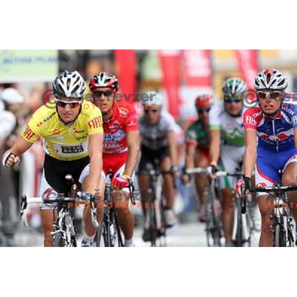 Fuglsang (left) and Nose at Fourth stage of cycling race Tour de Slovenie with finish in Novo Mesto, Slovenia 21.6.2009. Overall winner became Jakob Fuglsang from Denmark/ Team Saxo Bank 