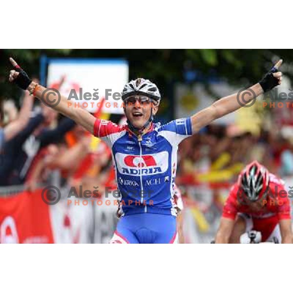 Marko Kump winning Fourth stage of cycling race Tour de Slovenie with finish in Novo Mesto, Slovenia 21.6.2009. Overall winner became Jakob Fuglsang from Denmark/ Team Saxo Bank 