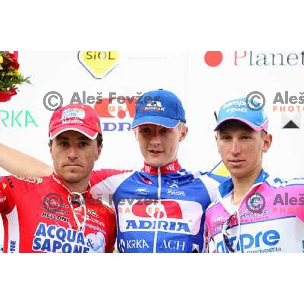 Paolini, Kump, Bandiera after Fourth stage of cycling race Tour de Slovenie with finish in Novo Mesto, Slovenia 21.6.2009. Overall winner became Jakob Fuglsang from Denmark/ Team Saxo Bank 