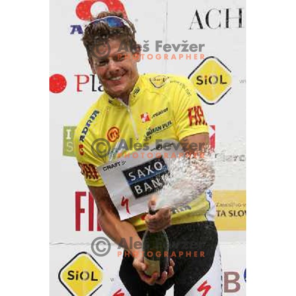 Fourth stage of cycling race Tour de Slovenie with finish in Novo Mesto, Slovenia 21.6.2009. Overall winner became Jakob Fuglsang from Denmark/ Team Saxo Bank 