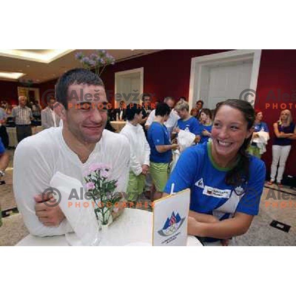Aljaz Sedej and Anja Klinar, members of Slovenia team at Mediteranean Games- Pescara 2009 at official reception in Union Hall, Ljubljana 7.7.2009 