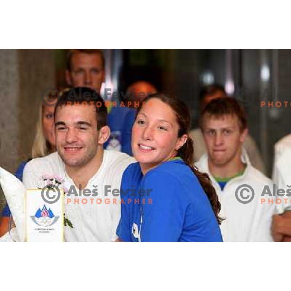 Aljaz Sedej and Anja Klinar, members of Slovenia team at Mediteranean Games- Pescara 2009 at official reception in Union Hall, Ljubljana 7.7.2009 