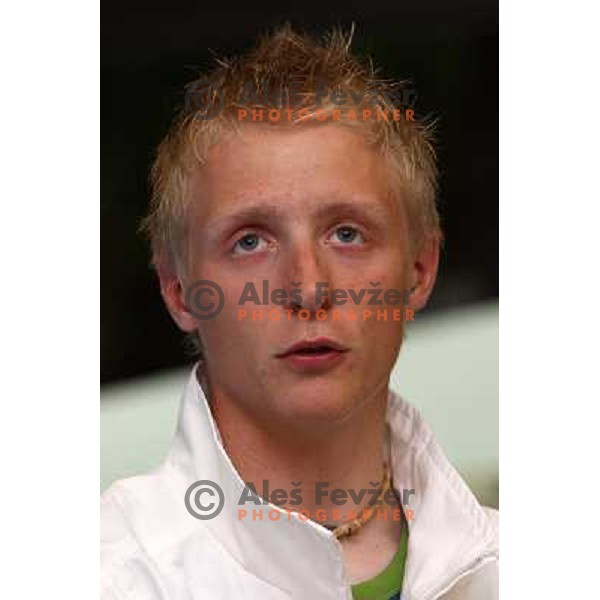 Marko Kump, member of Slovenia cycling team at Mediteranean Games- Pescara 2009 shoving silver medal from road race at official reception in Union Hall, Ljubljana 7.7.2009 
