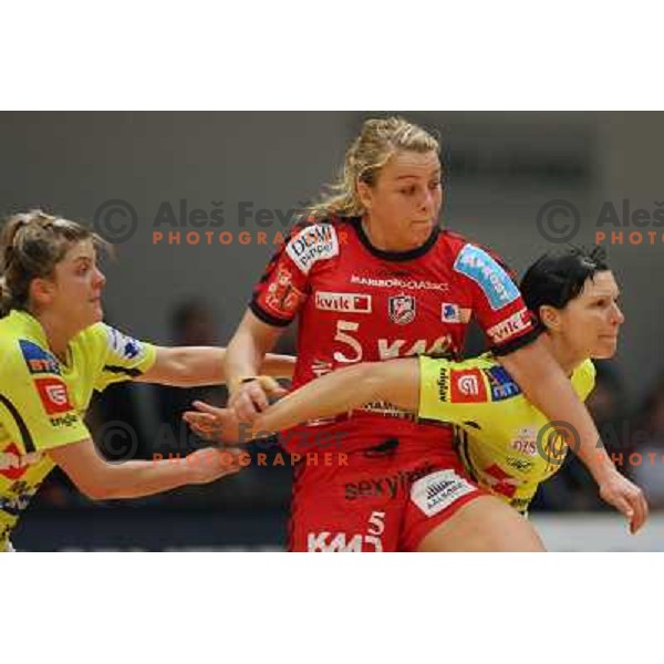 action during Handball Champions league women match betwwen Aalborg (DEN) and Krim Mercator (SLO) in Aalborg, Denmark on April 17, 2006