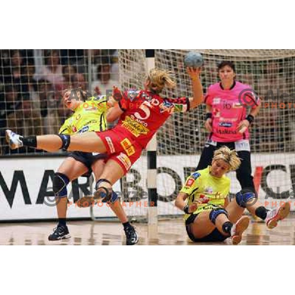 action during Handball Champions league women match betwwen Aalborg (DEN) and Krim Mercator (SLO) in Aalborg, Denmark on April 17, 2006