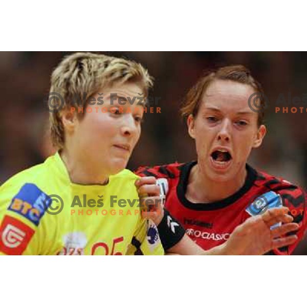 action during Handball Champions league women match betwwen Aalborg (DEN) and Krim Mercator (SLO) in Aalborg, Denmark on April 17, 2006