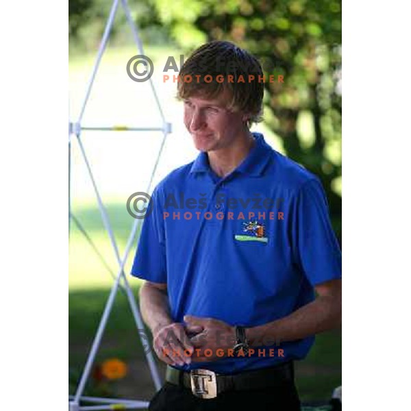 Tim Gornik, member of Slovenia golf team, gold medal winner at Mediteranean games in Pescara, Italy at reception in golf club Bled, Kings club house, 13.7.2009 