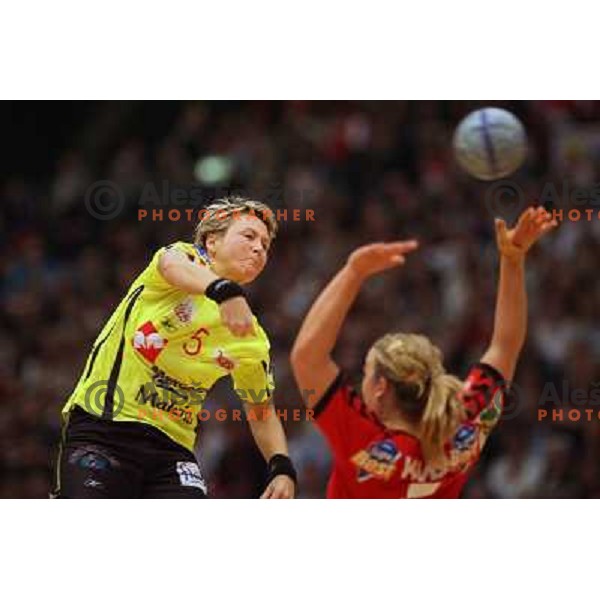 Natalija Derepasko in action during Handball Champions league women match betwwen Aalborg (DEN) and Krim Mercator (SLO) in Aalborg, Denmark on April 17, 2006