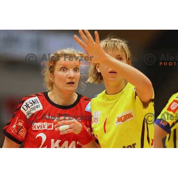 action during Handball Champions league women match betwwen Aalborg (DEN) and Krim Mercator (SLO) in Aalborg, Denmark on April 17, 2006