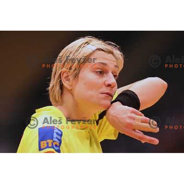 Anja Freser in action during Handball Champions league women match betwwen Aalborg (DEN) and Krim Mercator (SLO) in Aalborg, Denmark on April 17, 2006