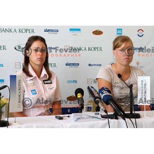 Andreja Klepac and Masa Zec Peskiric at Banka Koper Slovenia Open tennis tournament press conference in hotel Mons, Ljubljana 16.7.2009 