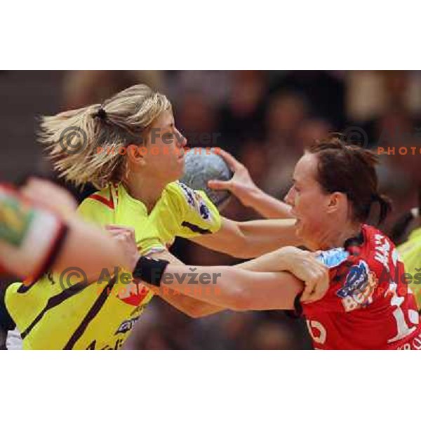 action during Handball Champions league women match betwwen Aalborg (DEN) and Krim Mercator (SLO) in Aalborg, Denmark on April 17, 2006