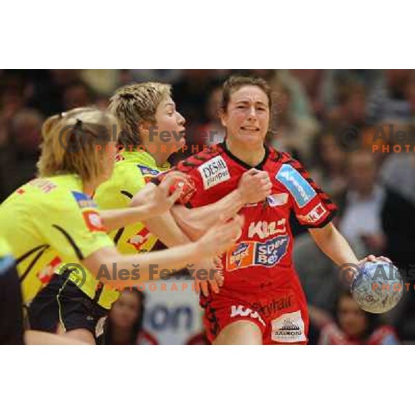 action during Handball Champions league women match betwwen Aalborg (DEN) and Krim Mercator (SLO) in Aalborg, Denmark on April 17, 2006