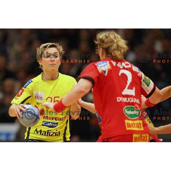 action during Handball Champions league women match betwwen Aalborg (DEN) and Krim Mercator (SLO) in Aalborg, Denmark on April 17, 2006