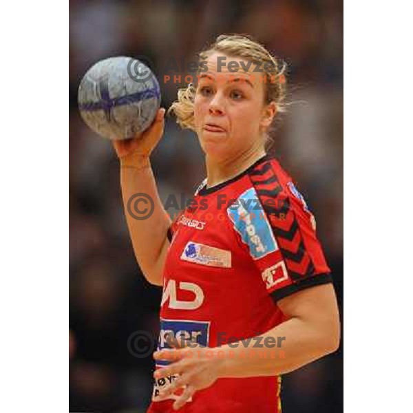 action during Handball Champions league women match betwwen Aalborg (DEN) and Krim Mercator (SLO) in Aalborg, Denmark on April 17, 2006