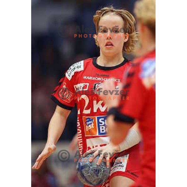 action during Handball Champions league women match betwwen Aalborg (DEN) and Krim Mercator (SLO) in Aalborg, Denmark on April 17, 2006