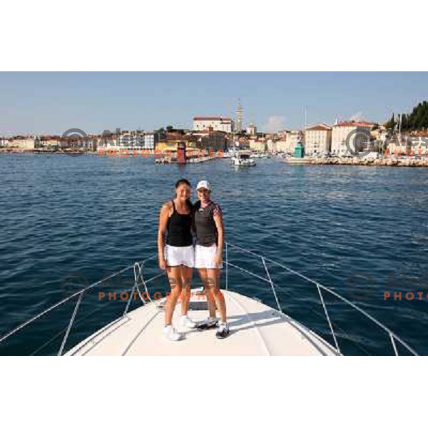 Katarina Srebotnik (SLO) and Dinara Safina (RUS) enjoyed summer sun during visit in Piran, played exhibition match on Tartini square and signed the book on honour in municipality of Piran 