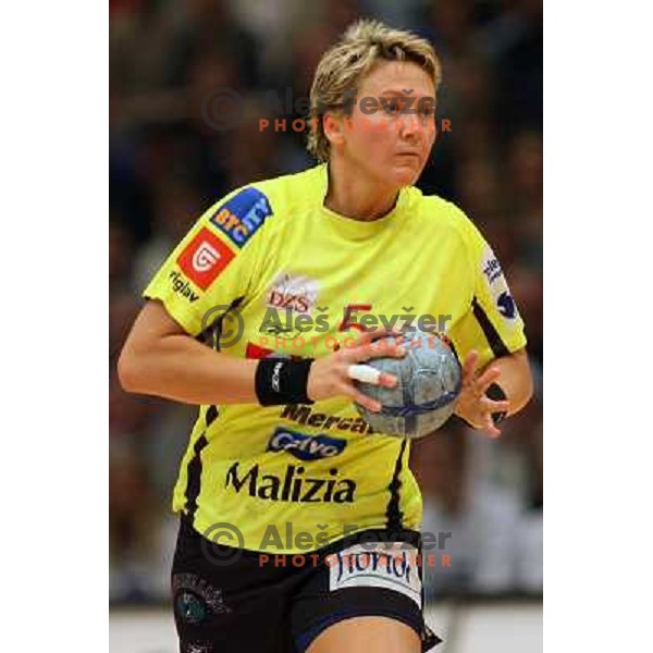 Natalija Derepasko in action during Handball Champions league women match betwwen Aalborg (DEN) and Krim Mercator (SLO) in Aalborg, Denmark on April 17, 2006