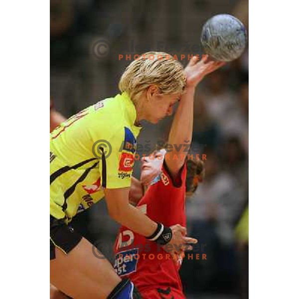 Natalija Derepasko in action during Handball Champions league women match betwwen Aalborg (DEN) and Krim Mercator (SLO) in Aalborg, Denmark on April 17, 2006