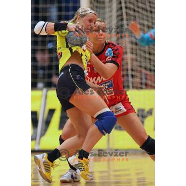 action during Handball Champions league women match betwwen Aalborg (DEN) and Krim Mercator (SLO) in Aalborg, Denmark on April 17, 2006