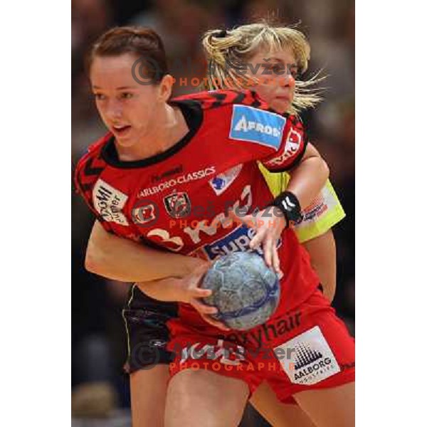 action during Handball Champions league women match betwwen Aalborg (DEN) and Krim Mercator (SLO) in Aalborg, Denmark on April 17, 2006