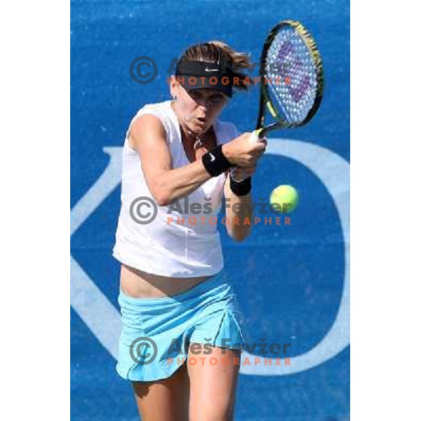 Lucie Safarova (CZE) in action during match in first round of Banka Koper Slovenia Open WTA tour tennis tournament in Portoroz, Slovenia 20.7.2009 