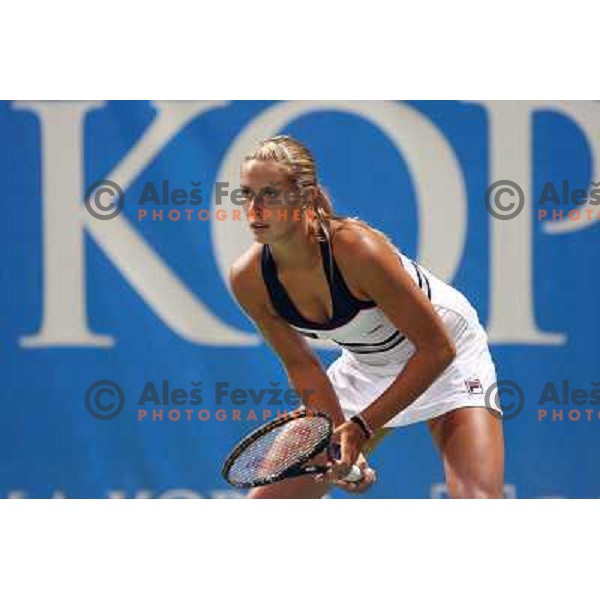 Polona Hercog (SLO) in action during match in first round of Banka Koper Slovenia Open WTA tour tennis tournament in Portoroz, Slovenia 20.7.2009 