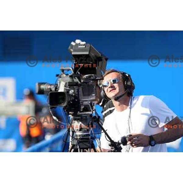 Cameraman during action in first round of Banka Koper Slovenia Open, WTA tour, Portoroz 21.7.2009 