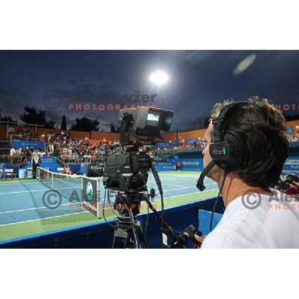Cameraman during action in first round of Banka Koper Slovenia Open, WTA tour, Portoroz 21.7.2009 