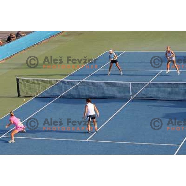Masa Zec Peskiric (SLO) and Sara Errani (ITA) during action in second raound of Banka Koper Slovenia Open, WTA tour, Portoroz, Slovenia 22.7.2009 