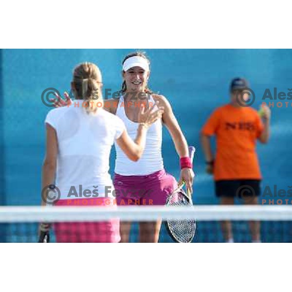 Camille Pin (FRA) and Klara Zakopalova (CZE) during action in second round of Banka Koper Slovenia Open, WTA tour, Portoroz, Slovenia 22.7.2009 