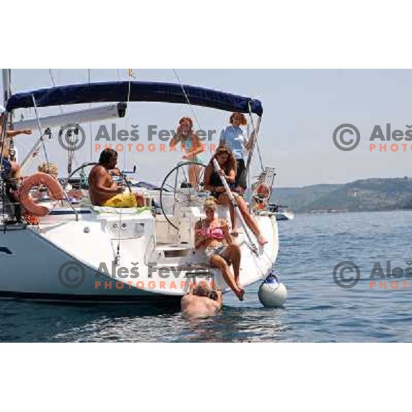 Players and guests enjoy morning sailing and swiming in the sea before afternoon action in second round of Banka Koper Slovenia Open, WTA tour, Portoroz, Slovenia 22.7.2009 