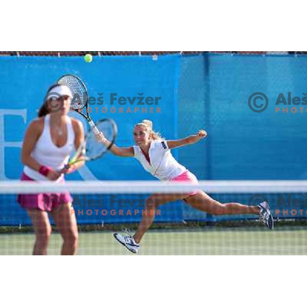 Camille Pin (FRA) and Klara Zakopalova (CZE) during action in second round of Banka Koper Slovenia Open, WTA tour, Portoroz, Slovenia 22.7.2009 
