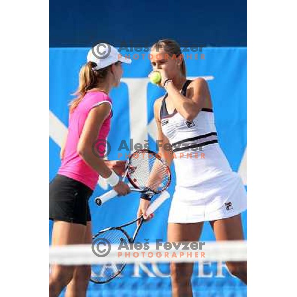 Petra Martic (CRO) and Polona Hercog (SLO) during action in second round of Banka Koper Slovenia Open, WTA tour, Portoroz, Slovenia 22.7.2009 