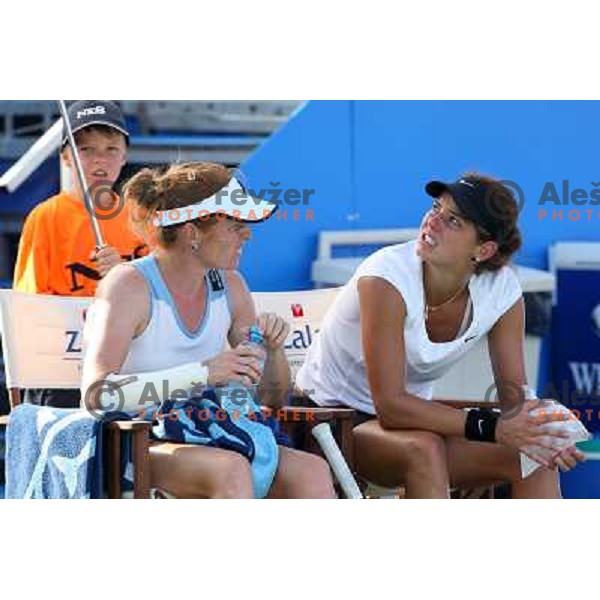 Julia Goerges (GER) and Vladimira Uhlirova (CZE) in action during second round of Banka Koper Slovenia Open, WTA tour, played in SRC Marina, Portoroz 23.7.2009 