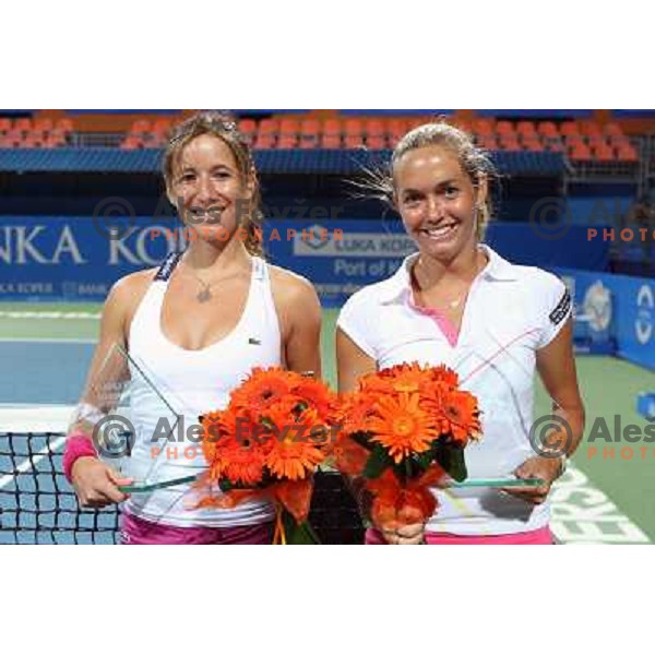 Camille PIN (FRA) and Klara Zakopalova (CZE) during action in doubles final of Banka Koper Slovenia Open, WTA tour, Portoroz 25.7.2009. They lost 2:0 