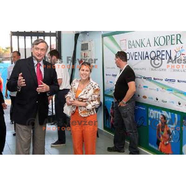 Dr. Danilo Turk, President of Republic of Slovenia coming to watch action during final of Banka Koper Slovenia Open, WTA tour in SRC Marina, Portoroz 26.7.2009 