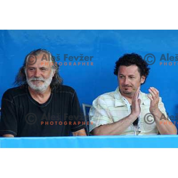 Actor Rade Serbedzija and Patrick Vlacic watching action during final of Banka Koper Slovenia Open, WTA tour in SRC Marina, Portoroz 26.7.2009 