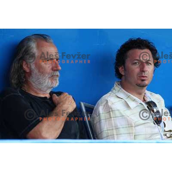 Actor Rade Serbedzija and Patrick Vlacic watching action during final of Banka Koper Slovenia Open, WTA tour in SRC Marina, Portoroz 26.7.2009 