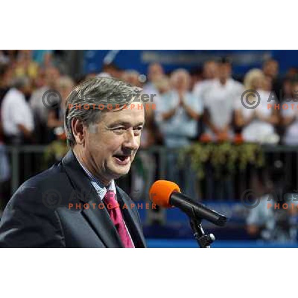 Dr. Danilo Turk, President of Republic of Slovenia speaking final of Banka Koper Slovenia Open, WTA tour in SRC Marina, Portoroz 26.7.2009 