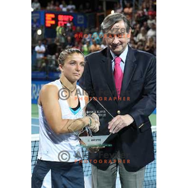 Sara Errani (ITA) and Dr.Danilo Turk after final of Banka Koper Slovenia Open, WTA tour in SRC Marina, Portoroz 26.7.2009 