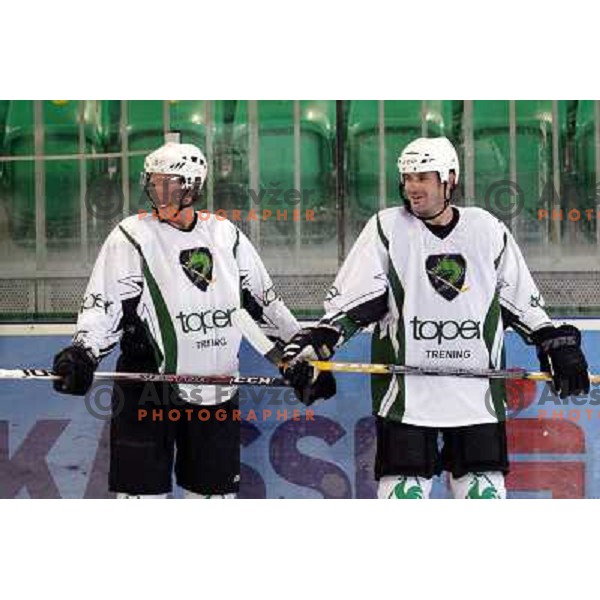  Ivo Jan (right) from Tilia Olimpija at first ice practice session for 2009-2010 season in Hala Tivoli, Ljubljana, Slovenia 3.8.2009 